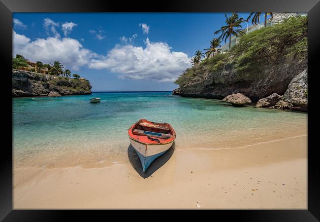 Lagun Beach on the caribbean island of Curacao Framed Print by Gail Johnson