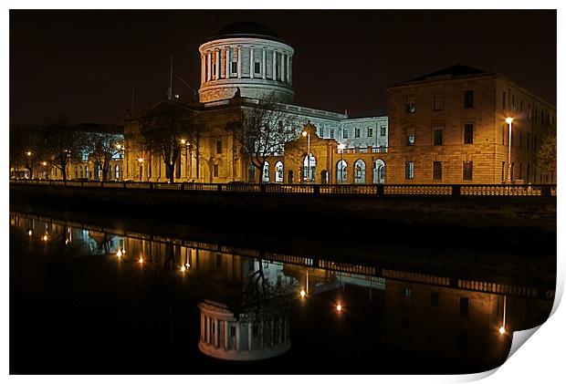 The Four Courts along the River Liffey Print by Thomas Stroehle