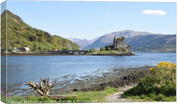 Eilean Donan Castle on a summer afternoon  in the  Canvas Print by Photogold Prints