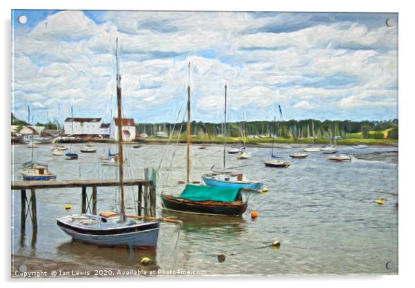 Moored Boats At Woodbridge Impressionist Acrylic by Ian Lewis