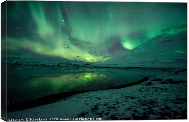 Northern Lights Iceland , Jökulsárlón Canvas Print by Steve Lewis