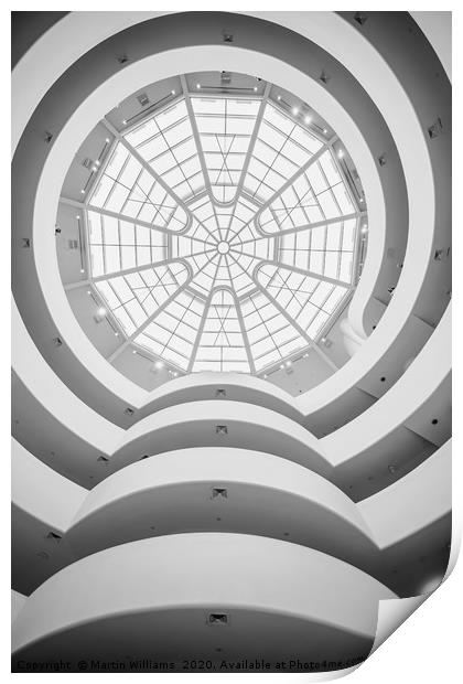 Interior of the Guggenheim Museum in New York Print by Martin Williams