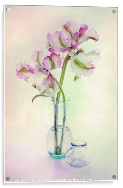 Tulips in a Glass Vase Acrylic by Ann Garrett