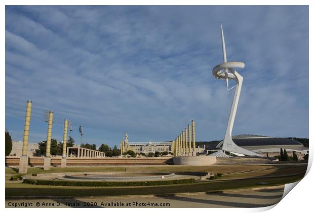 Barcelona (Spain) : A view of the Olympic site.  Print by Anne Di Natale