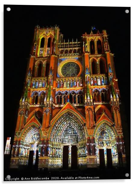 Colorful Amiens cathedral   Acrylic by Ann Biddlecombe