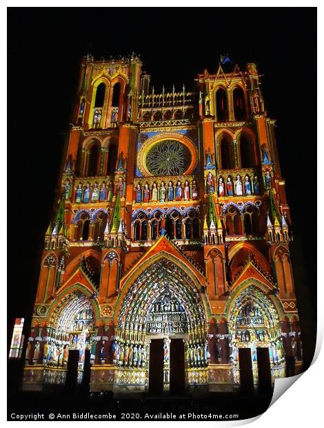 Colorful Amiens cathedral   Print by Ann Biddlecombe