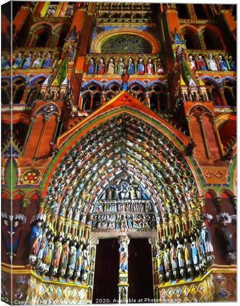 Summer at Amiens cathedral Canvas Print by Ann Biddlecombe