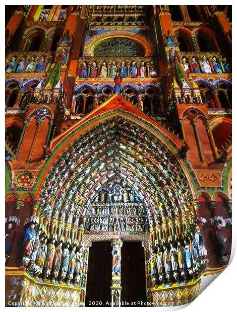 Summer at Amiens cathedral Print by Ann Biddlecombe