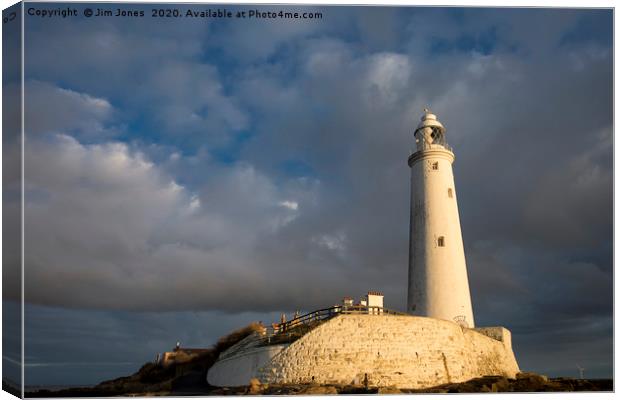 Early morning sunshine at St Mary's Island. Canvas Print by Jim Jones