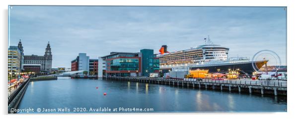 Queen Mary 2 docked in Liverpool Acrylic by Jason Wells