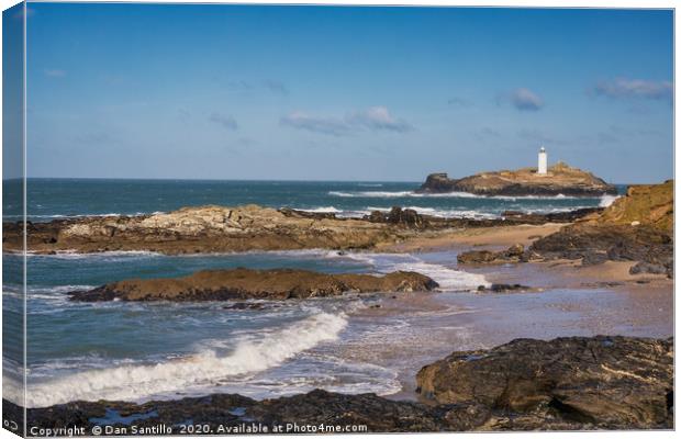 Godrevy Lighthouse, St Ives, Cornwall Canvas Print by Dan Santillo