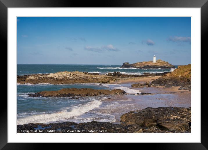 Godrevy Lighthouse, St Ives, Cornwall Framed Mounted Print by Dan Santillo