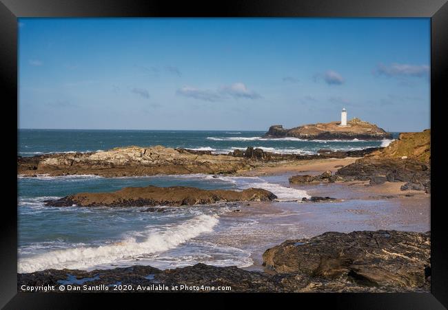 Godrevy Lighthouse, St Ives, Cornwall Framed Print by Dan Santillo