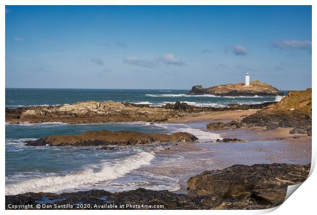 Godrevy Lighthouse, St Ives, Cornwall Print by Dan Santillo