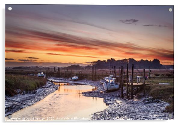 Low tide sunrise at Thornham Acrylic by David Powley