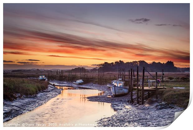 Low tide sunrise at Thornham Print by David Powley