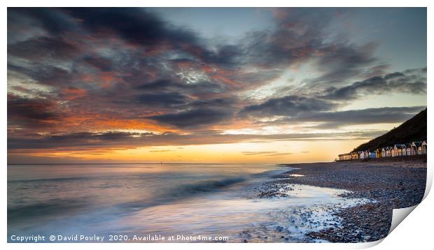 Dawn sky over Cromer Beach Print by David Powley