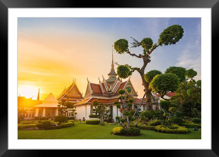 Buddhist Temple and Garden Framed Mounted Print by Jordan Jelev
