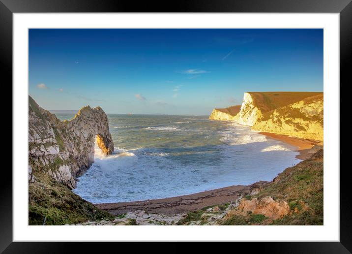 Durdle Door at dawn Framed Mounted Print by Steve Mantell