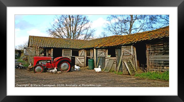 Ye Old Country Farm Yard Framed Mounted Print by Marie Castagnoli