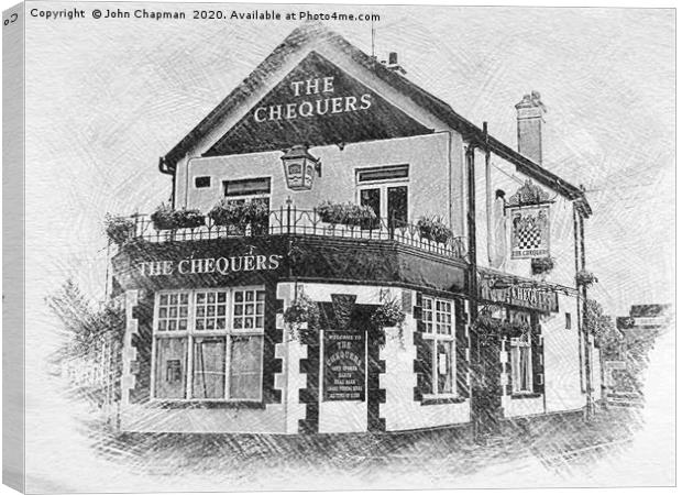 The Chequers, Hornchurch in sketch format Canvas Print by John Chapman