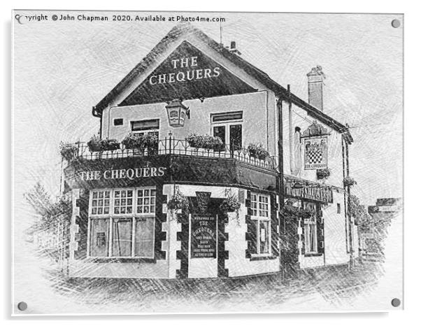 The Chequers, Hornchurch in sketch format Acrylic by John Chapman