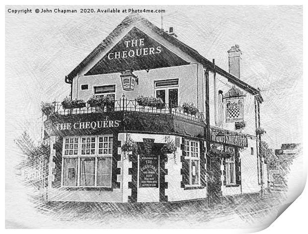 The Chequers, Hornchurch in sketch format Print by John Chapman