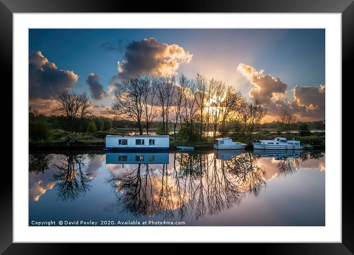 Reflections on the River Yare at Whitlingham Framed Mounted Print by David Powley