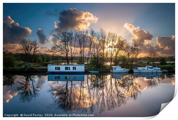 Reflections on the River Yare at Whitlingham Print by David Powley