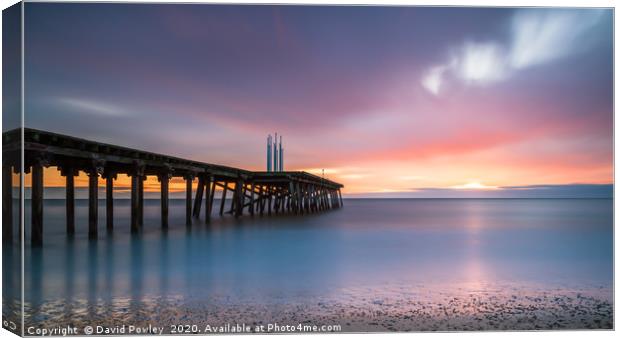 Winter sunrise over the Pier Canvas Print by David Powley