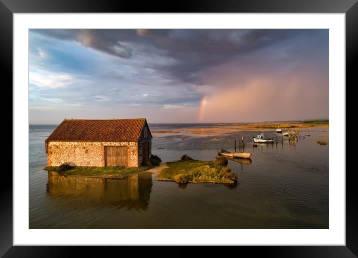 High tide at the old coal barn in Thornham Framed Mounted Print by Gary Pearson