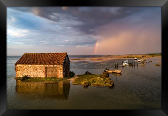 High tide at the old coal barn in Thornham Framed Print by Gary Pearson