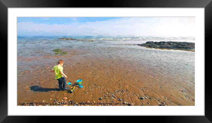 Boy on the beach Framed Mounted Print by Sharon Lisa Clarke