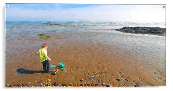 Boy on the beach Acrylic by Sharon Lisa Clarke