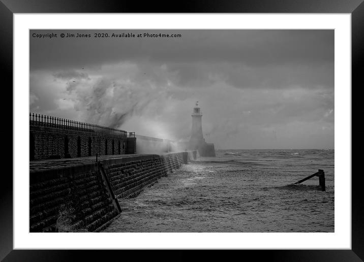 Storm over Tynemouth Pier Framed Mounted Print by Jim Jones