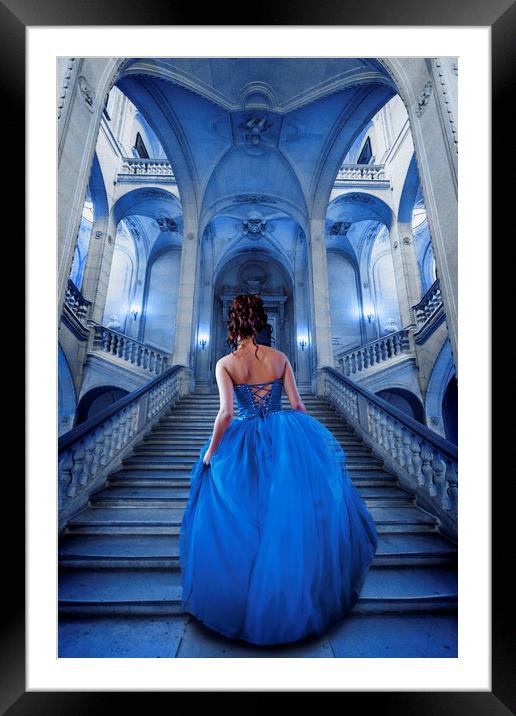 Blue Marble halls Framed Mounted Print by Maggie McCall