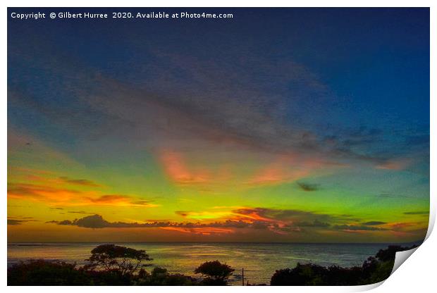 Sunset at Flic en Flac Mauritius Print by Gilbert Hurree
