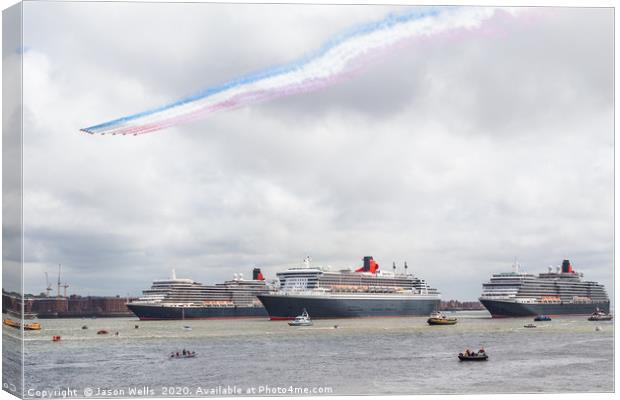 Red Arrows flypast over the Three Queens Canvas Print by Jason Wells