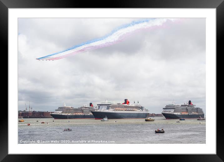 Red Arrows flypast over the Three Queens Framed Mounted Print by Jason Wells