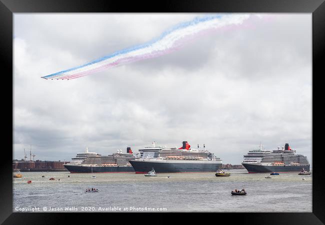 Red Arrows flypast over the Three Queens Framed Print by Jason Wells