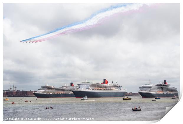Red Arrows flypast over the Three Queens Print by Jason Wells