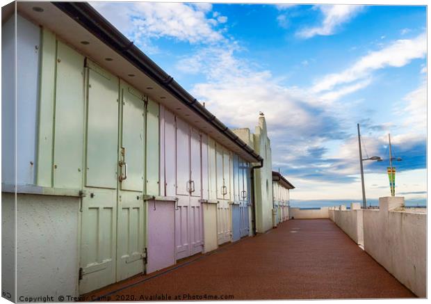 Saltburn by the Beach Huts Canvas Print by Trevor Camp