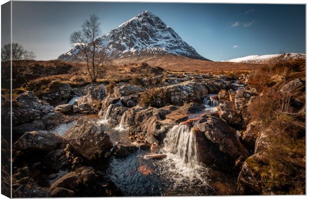 The Buchaille Etive Mor and Waterfalls Canvas Print by Inca Kala