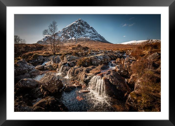 The Buchaille Etive Mor and Waterfalls Framed Mounted Print by Inca Kala