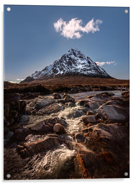 The Buchaille Etive Mor across the River Etive Acrylic by Inca Kala