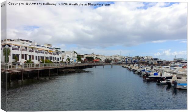        PUERTO DEL CARMEN OLD TOWN HARBOUR          Canvas Print by Anthony Kellaway