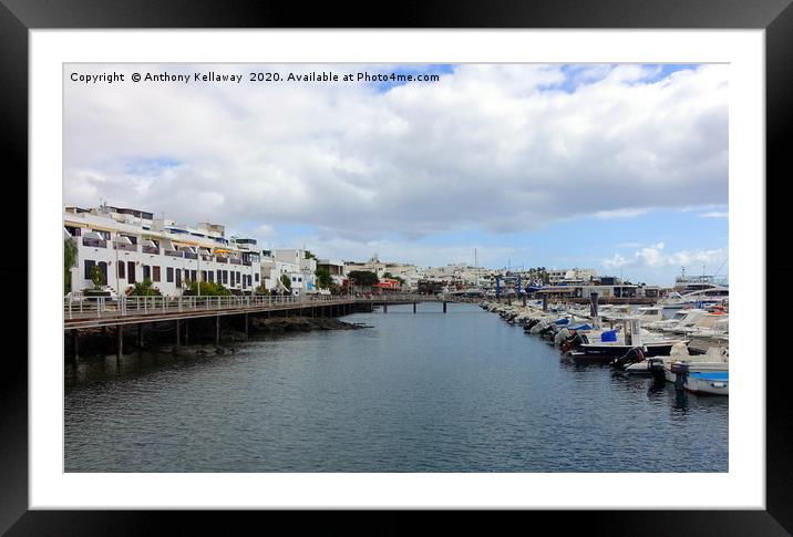        PUERTO DEL CARMEN OLD TOWN HARBOUR          Framed Mounted Print by Anthony Kellaway
