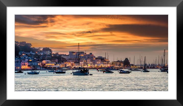 Cowes Week Sunset Panorama Framed Mounted Print by Wight Landscapes
