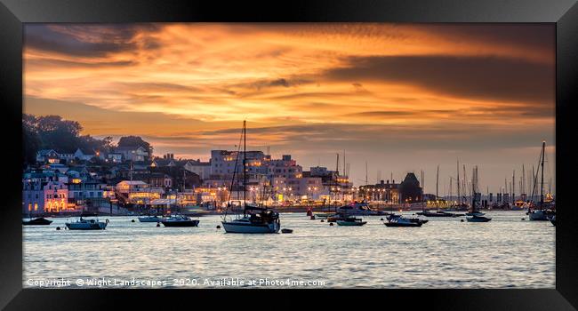 Cowes Week Sunset Panorama Framed Print by Wight Landscapes
