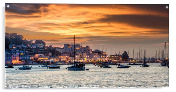 Cowes Week Sunset Panorama Acrylic by Wight Landscapes